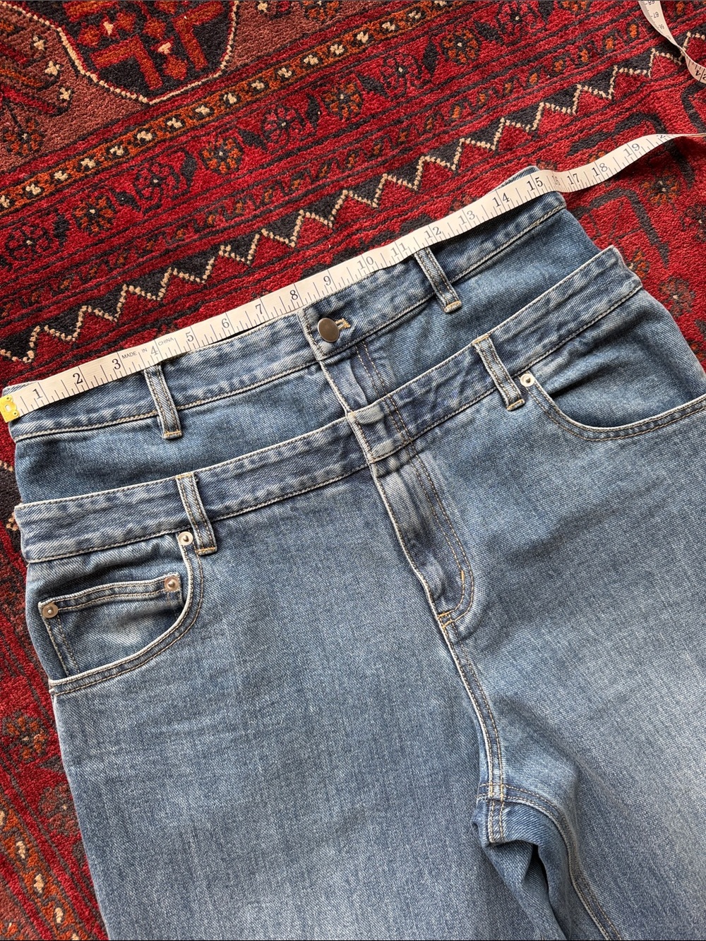 Tibi Medium Blue Double Waist Carpenter Denim Jeans - Picture 2 of 7